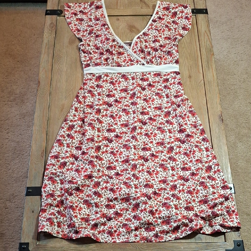Arianne White and Red Ruffled Tiered Sundress